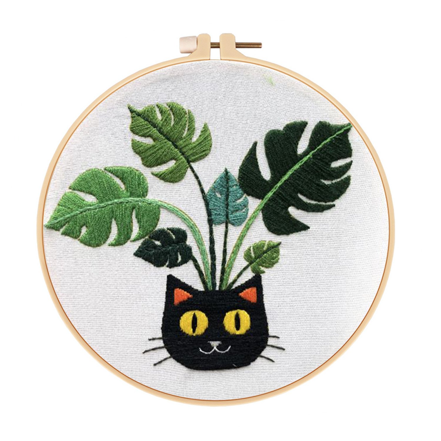 DIY Handmade Embroidery Cross stitch kit for Adult Beginner - Black Cat Potted Pattern