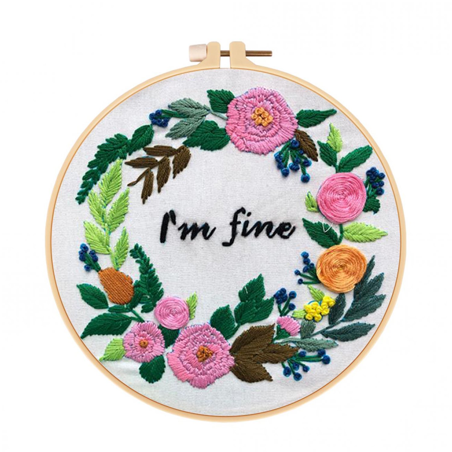 Craft Hand Embroidery Kit Cross stitch kit for Adult Beginner - Floral Words Pattern