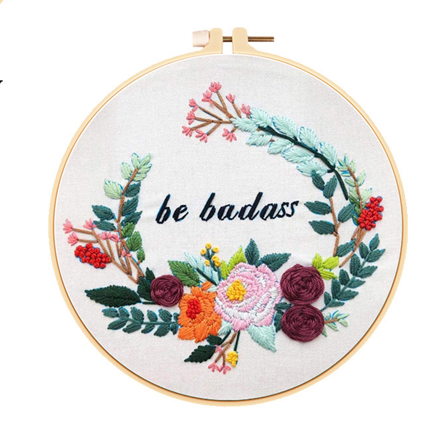 DIY Handmade Embroidery Cross stitch kit for beginner- Wreath with Funny Word Pattern