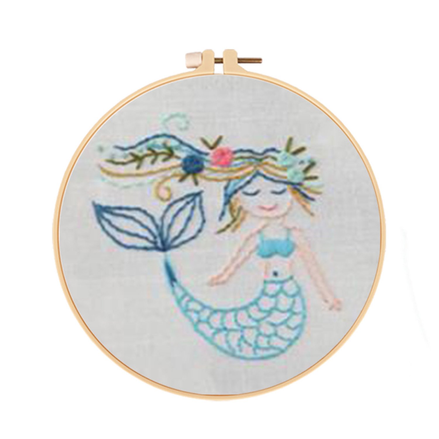 Embroidery Starter Kit Cross stitch kit for Beginners Kids - Little Mermaid Pattern