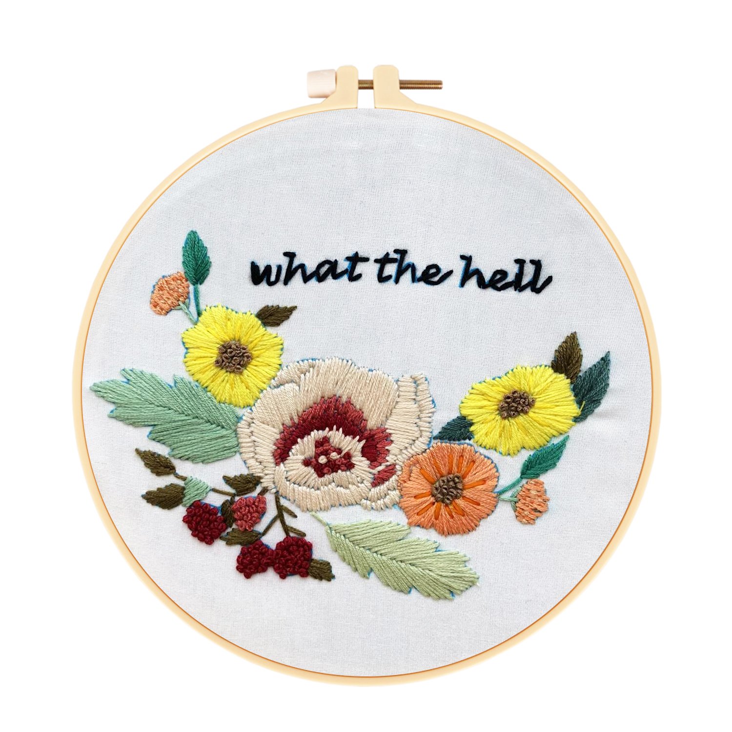 DIY Handmade Embroidery Cross stitch kit for Adult Beginner - Wreath with Funny Text Pattern