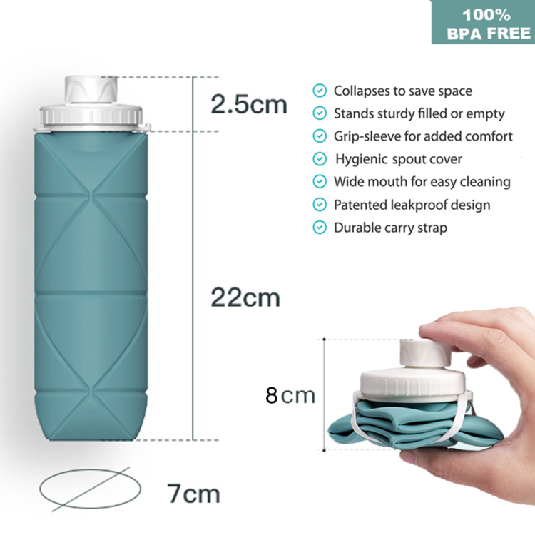 Collapsible Water Bottle Leakproof Valve BPA Free Silicone Foldable ...