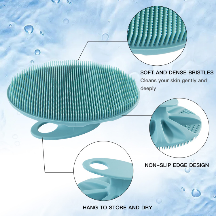 Soft Silicone Body Scrubber Handheld Shower Cleansing Brush, Gentle ...