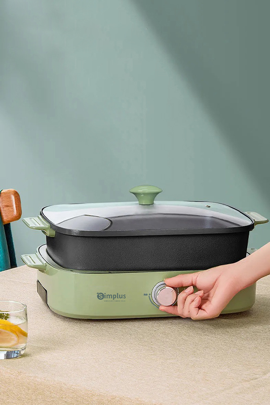 Electric roasting and boiling pan 2in1 removable and washable