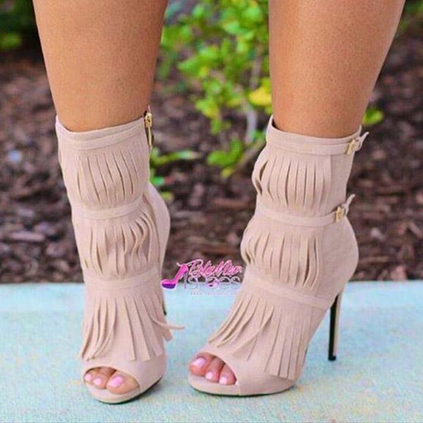Shoemona Tassel Zipper Fashion High Heels