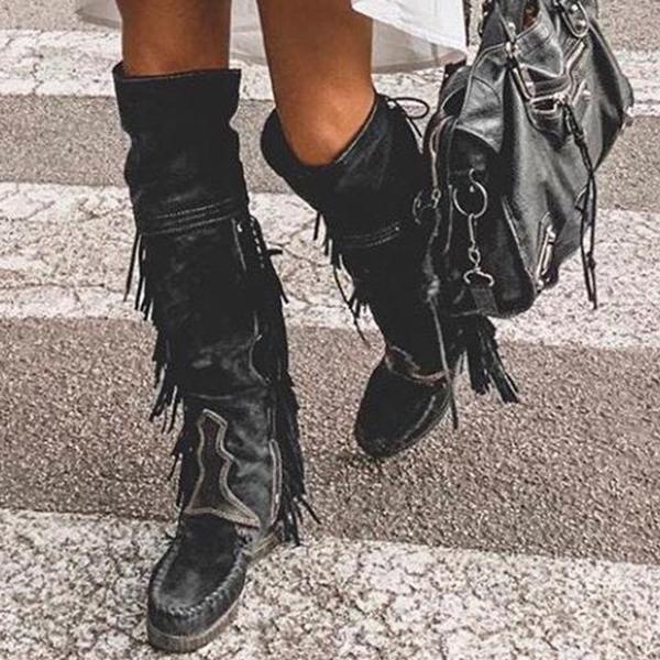 Cosylands Classic Tassels Buckle Tall Boots