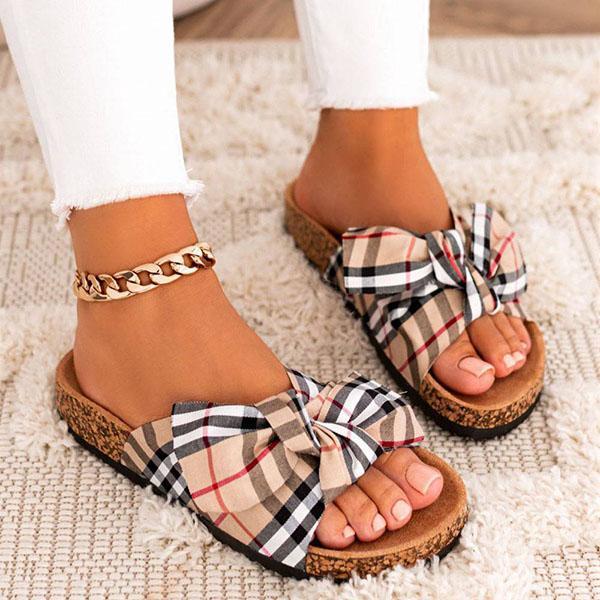 Cosylands Women Comfy Classic Plaid Summer Sandals