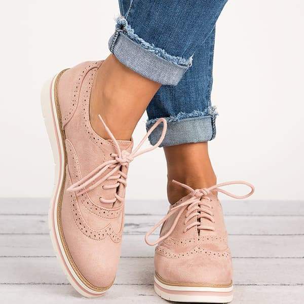 Cosylands  Lace Up Perforated Oxfords Shoes