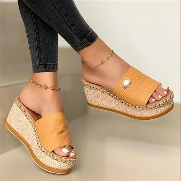 women's braided strap slingbacks wedge heel slippers