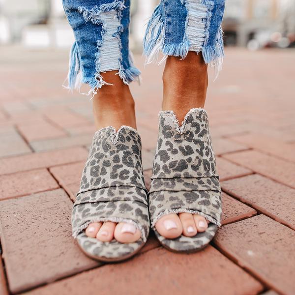Cosylands Women Leopard Peep Toe Slippers