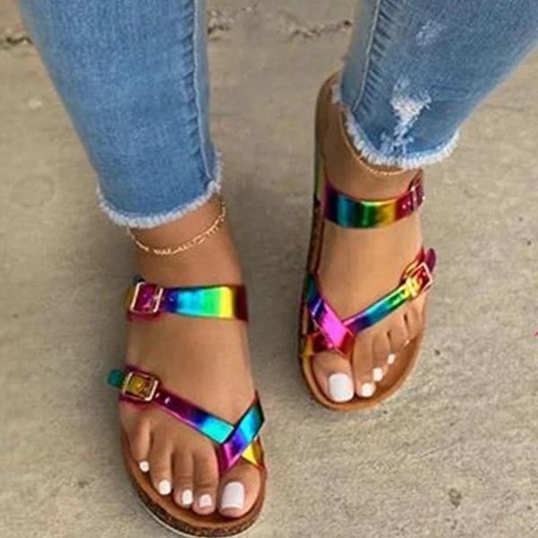 Shoemona Fashion Button Summer Sandals