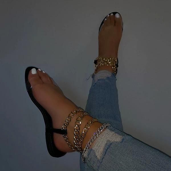 Shoemona Clear Straps Chain Sandals