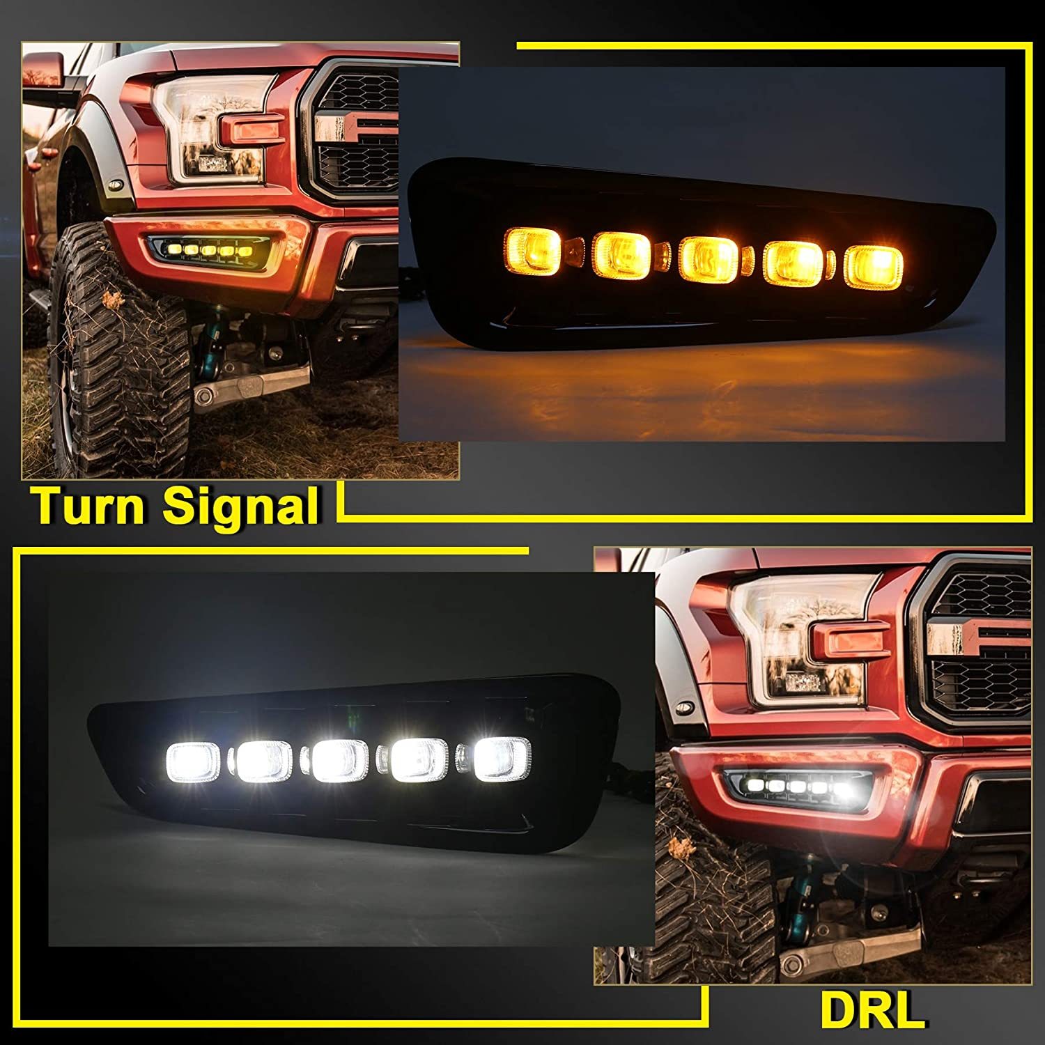 Ford Raptor Fog Lights with Switchback LED Turn Signals Daytime Running