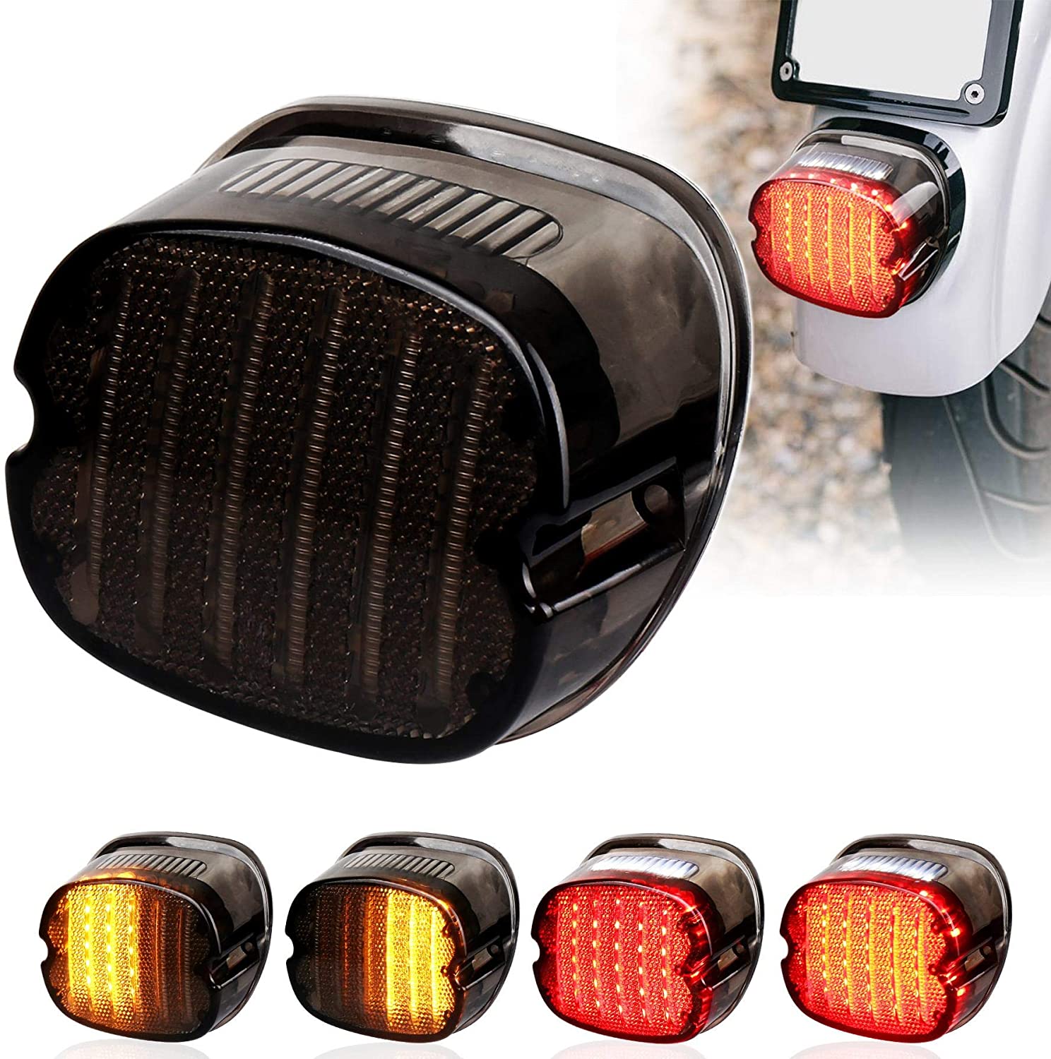 NTHREEAUTO LED Turn Signals Brake Light with Smoked Lens Cover for Harley Sportster Street Glide Road King Softail Driving Lights Front & Rear