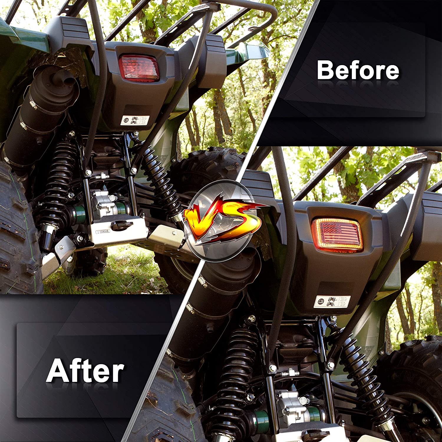 ATV Tail Light US Flag OEM Tail Light with DRL Brake Light Smoke Lens