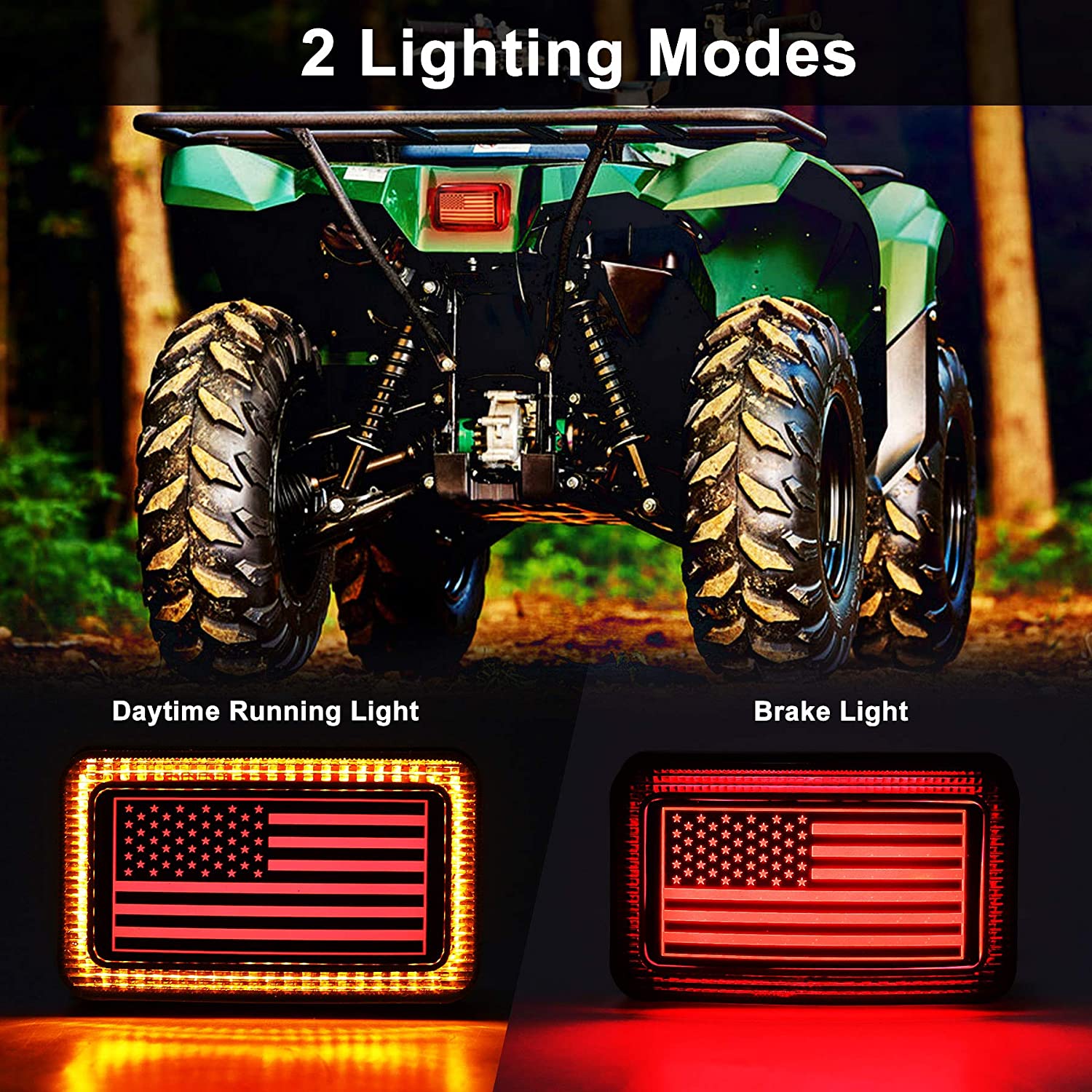 ATV Tail Light US Flag OEM Tail Light with DRL Brake Light Smoke Lens