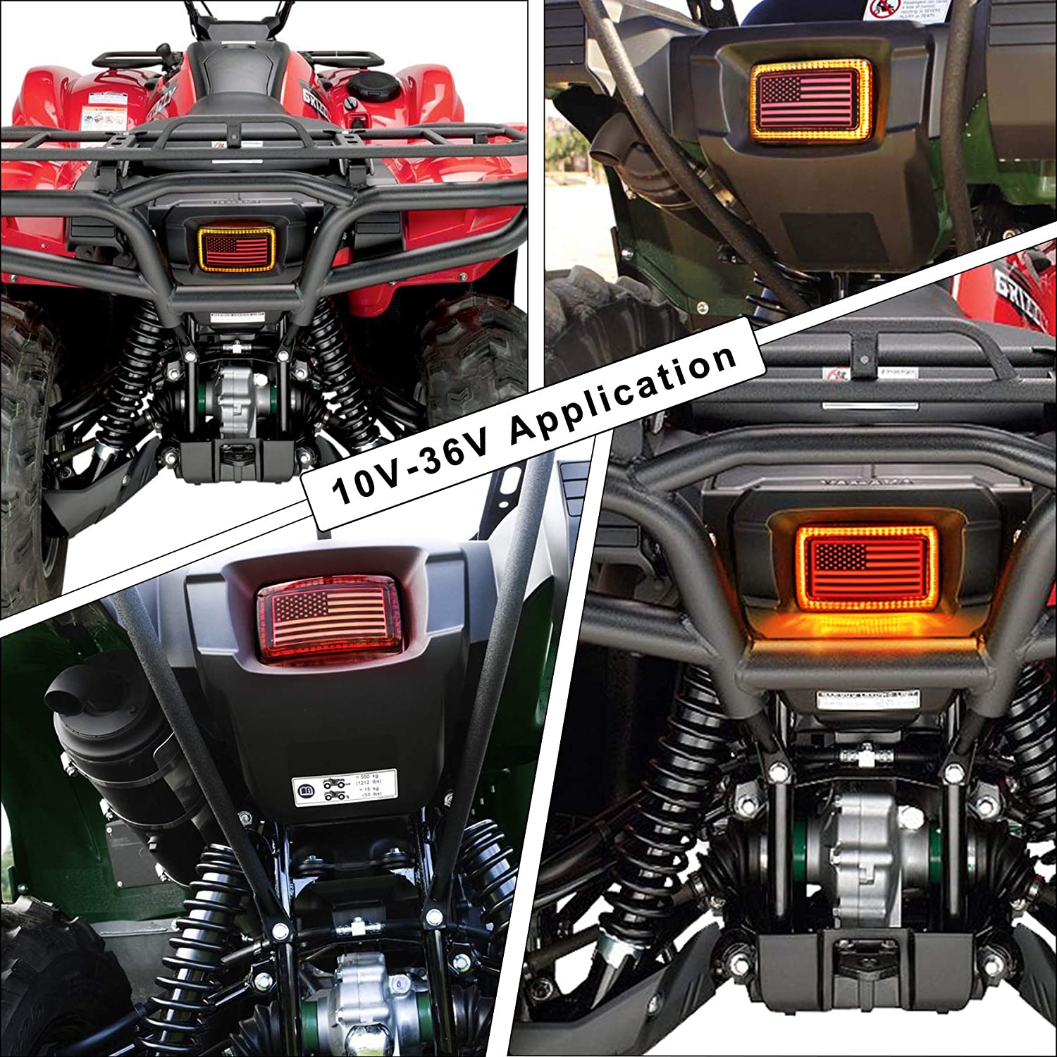 ATV Tail Light US Flag OEM Tail Light with DRL Brake Light Smoke Lens