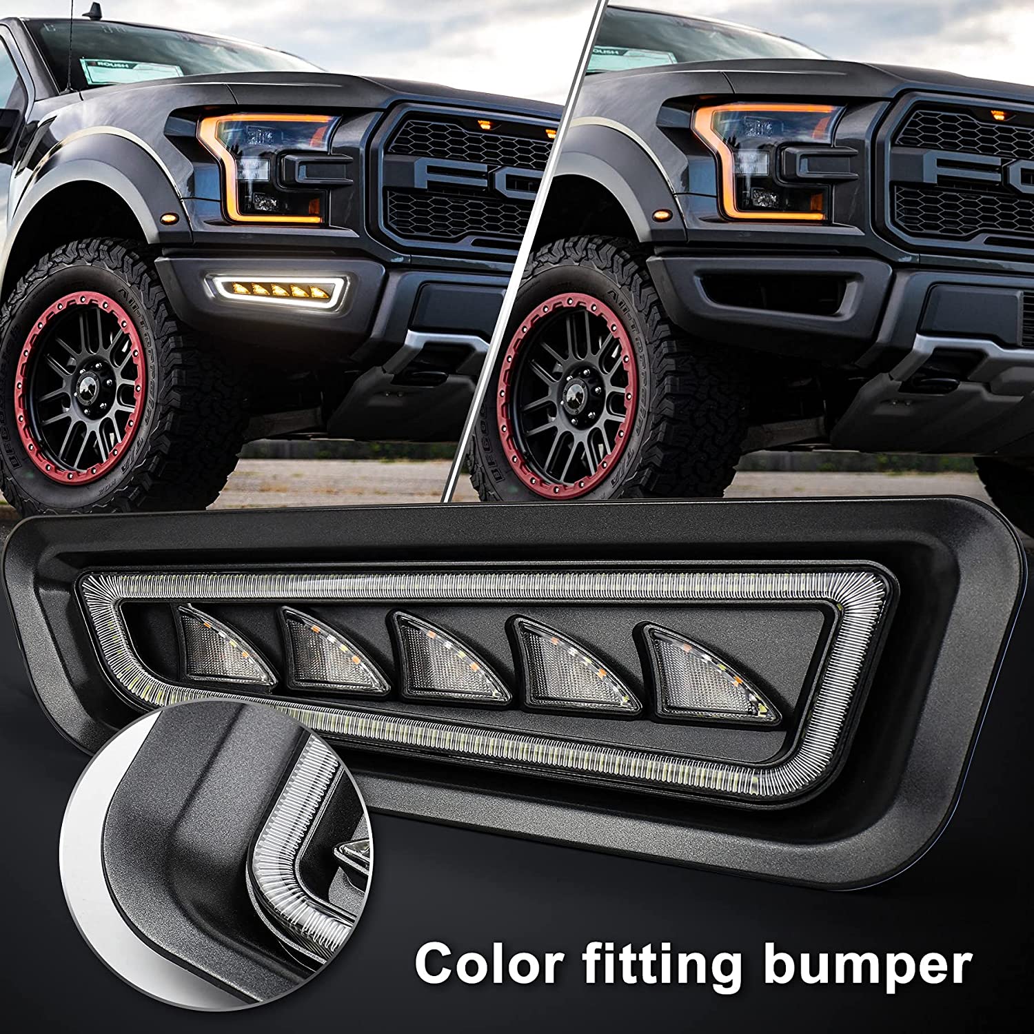 Ford Raptor Fog Lights with Ice Blue/White Raptor Bumper Lights Amber