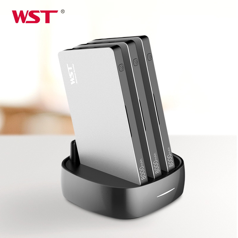 WST WP931B3 built in cable restaurant cafe powerbank charging station for mobilephone 8000mAh