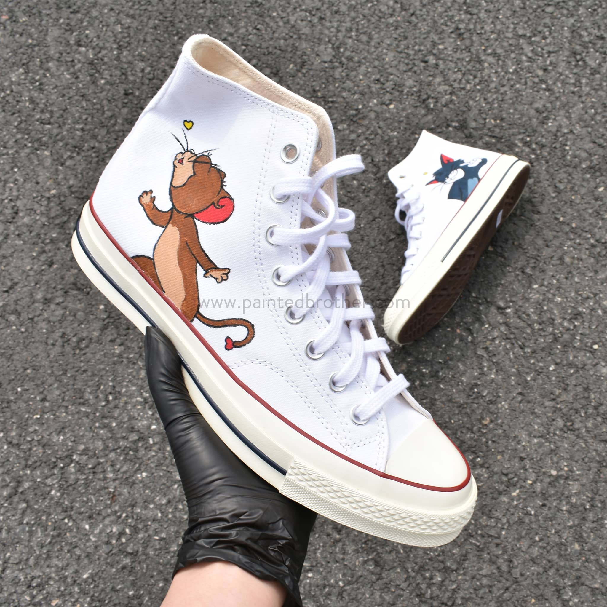 Tom and Jerry Handcraft Painting Shoes Converse High top