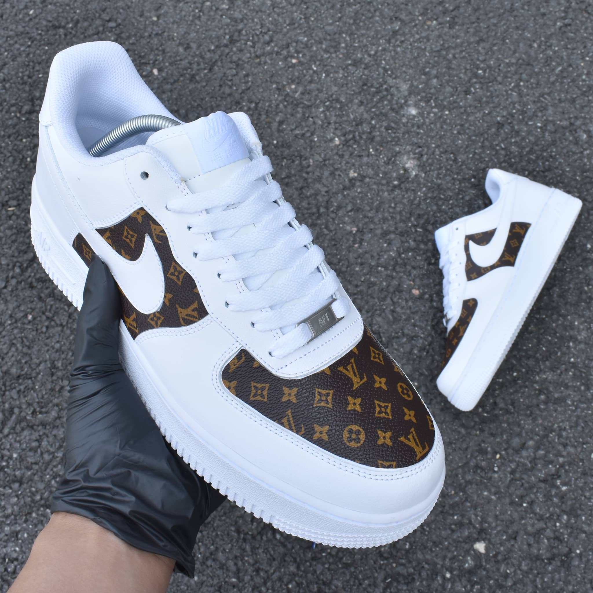 Custom Hand Painted Louis Vuitton LV Leather Nike Air Force 1