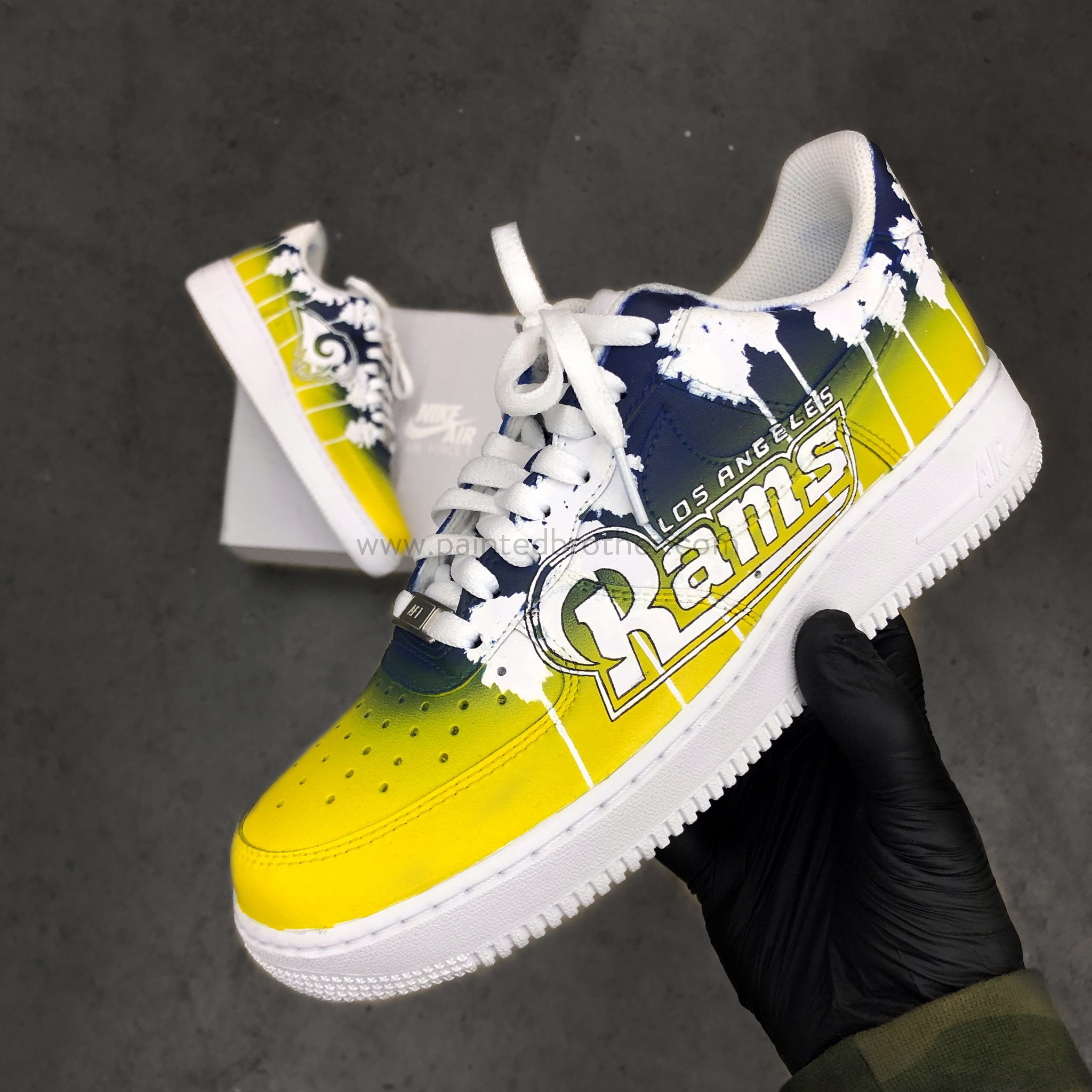Custom Hand Painted Football Los Angeles Rams Nike Air Force 1 Low