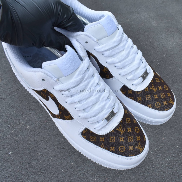 Custom Hand Louis Vuitton LV Leather Nike Air Force 1