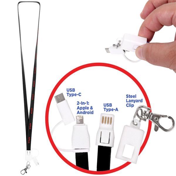 Branded Lanyard Charger 3 in 1 Lanyard Charging Cable for Type C for Android for iPhone