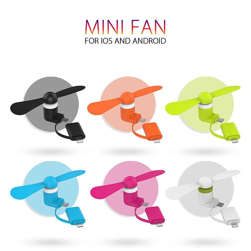 Customized 2 in 1 USB mini fan Portable Mini fan For Android and Iphone Device