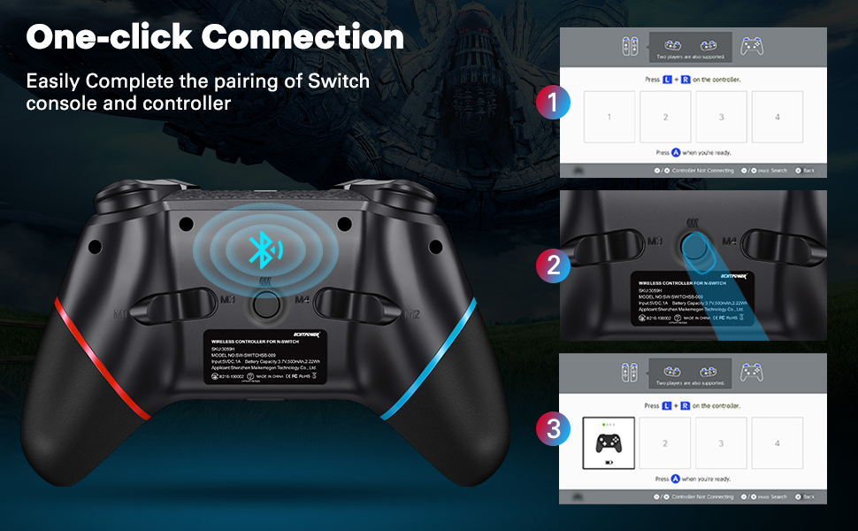 ECHTPower Switch Pro Controller with Adjustable Sensitivity Joystick,  Wireless Switch Controllers, Hall Effect Controller with Map Buttons,  Switch