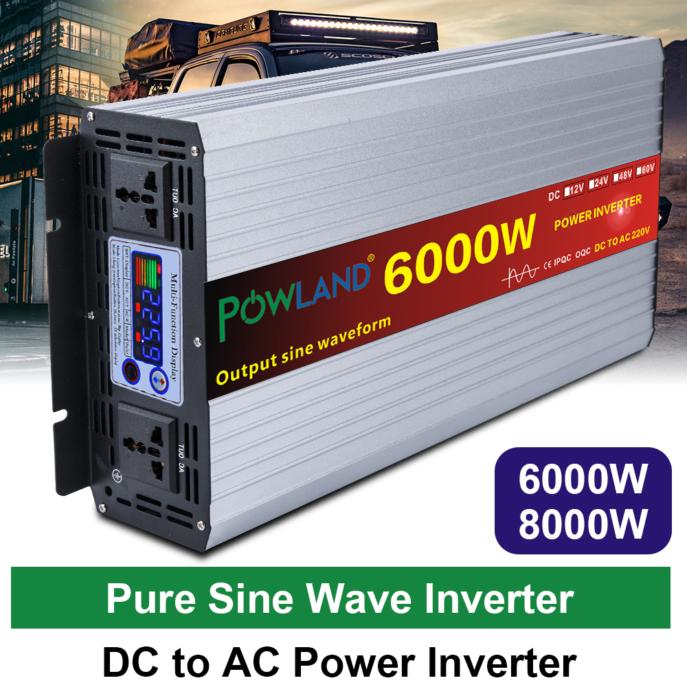 POWLAND 5000W-8000W Power Inverter DC 12V AC 110V 220V Car Converter USB port Charger
