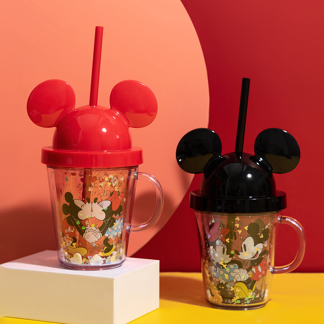 MINISO Mickey Mouse Collection Straw Mug Sipper with Lid 280ml(Random color)