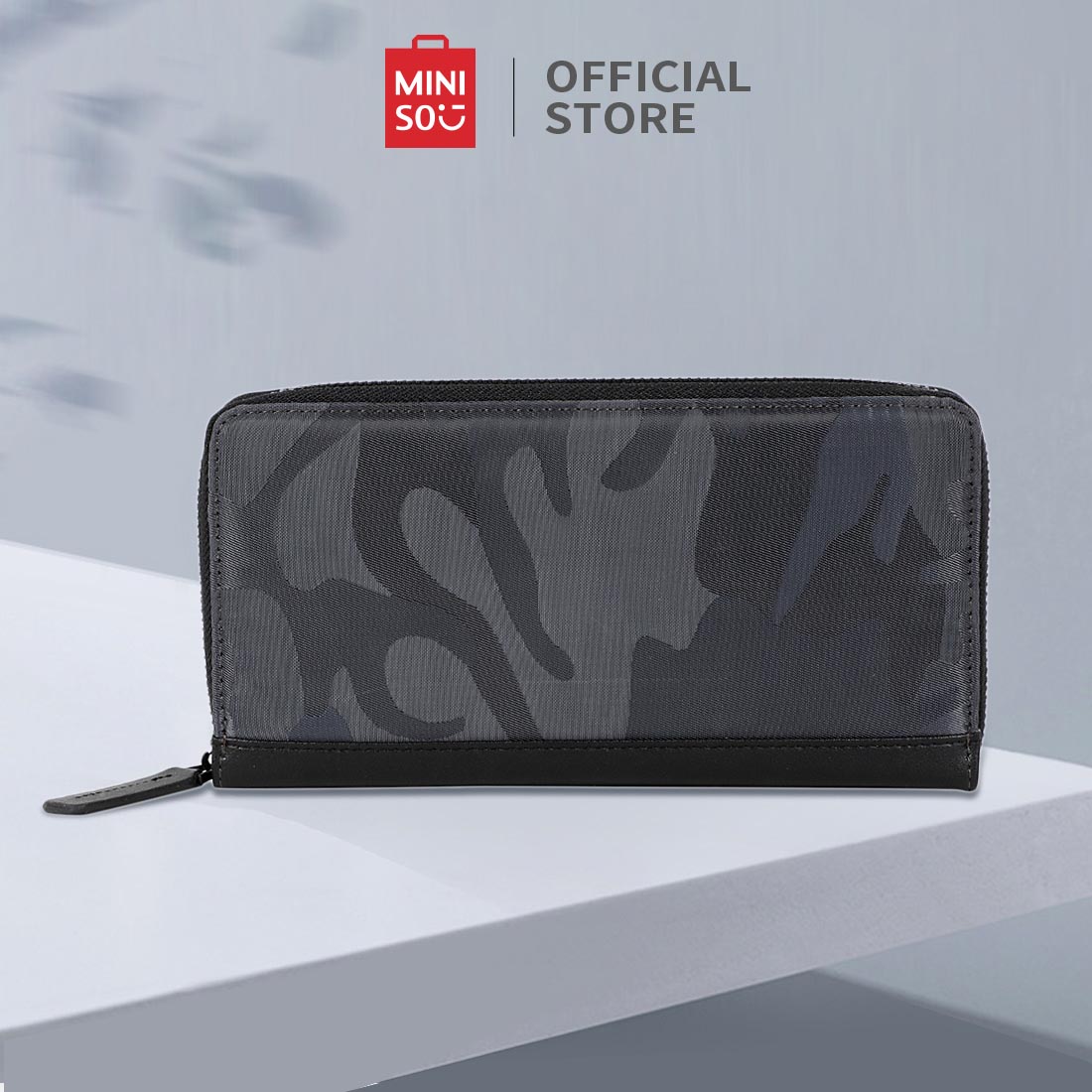 MINISO Wallet Long Zipper Wallet for Women Camouflage Print, Grey