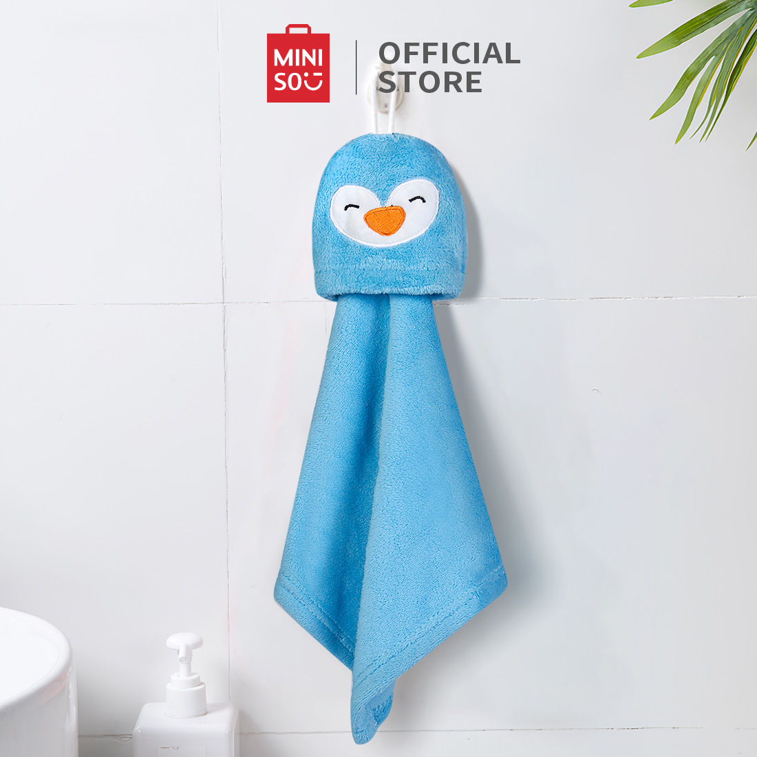MINISO Cute Animal Microfiber Hanging Hand Towel,for Household/Kitchen with Loop,Blue