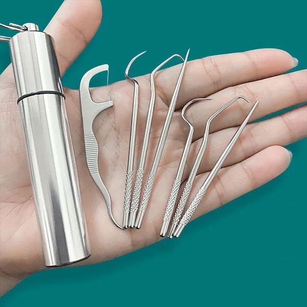 LAST DAY PROMOTION - Stainless Steel Toothpick Set 7pcs - BUY 2 GET 1 FREE