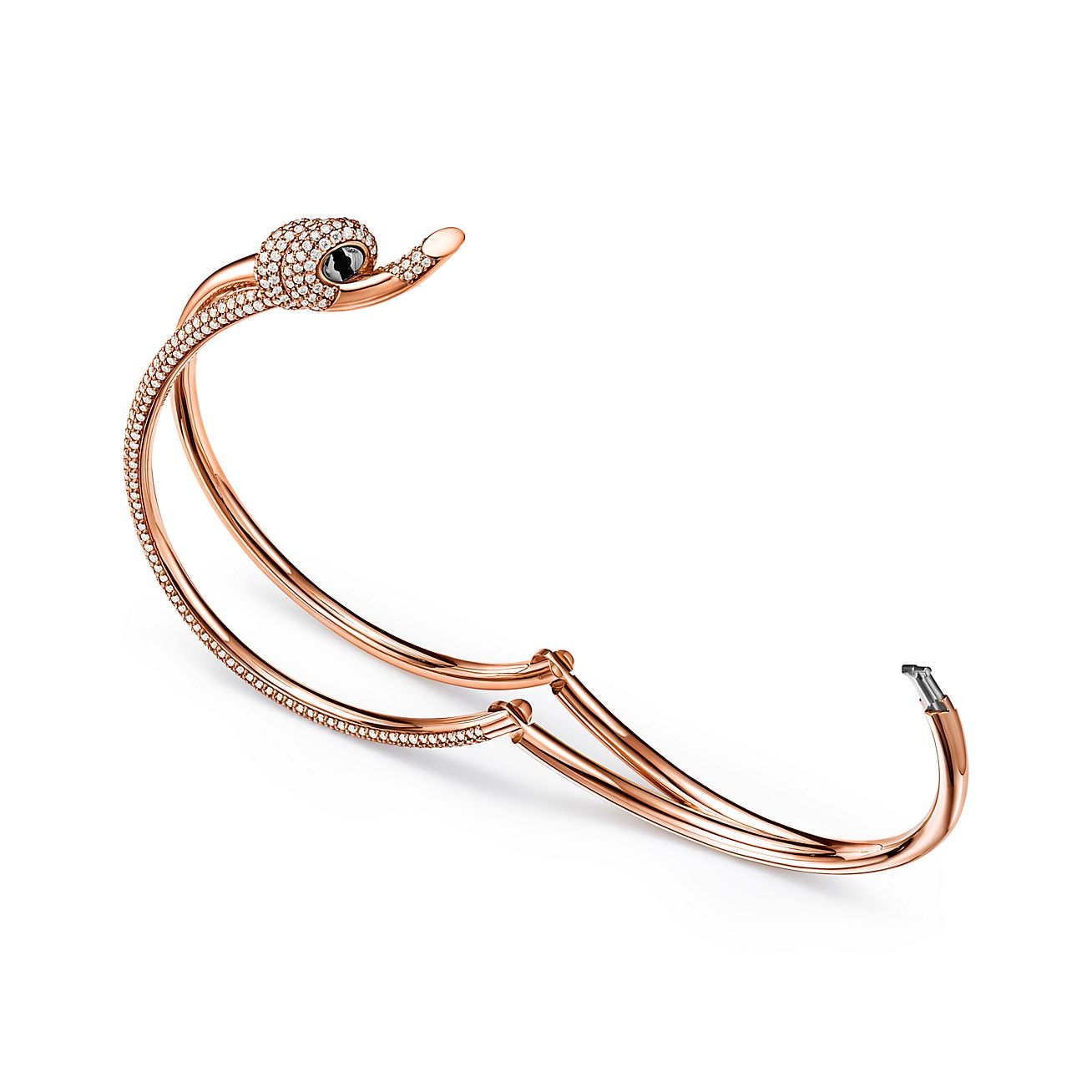 Tiffany Knot Double Row Hinged Bangle in Rose Gold with Diamonds - Alternate shot 1 - Alternate shot 2 - Alternate shot 3