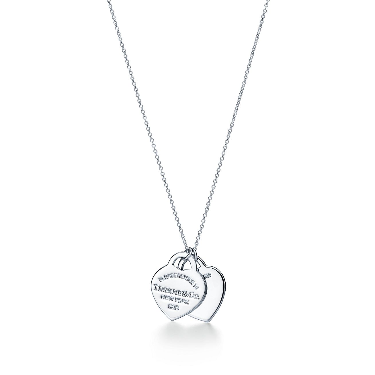 Return to Tiffany® Tiffany Blue® Double Heart Tag Pendant in Silver, Small - Alternate shot 1