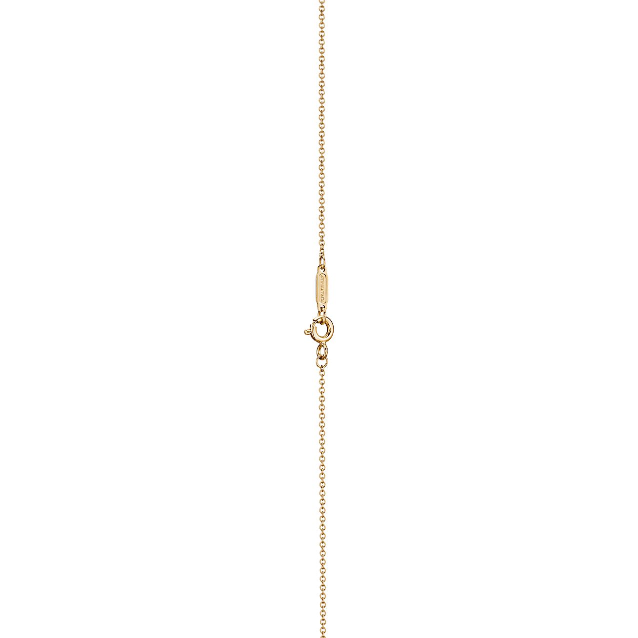 Tiffany T Smile Pendant in Yellow Gold with Diamonds, Small - Alternate shot 1 - Alternate shot 2