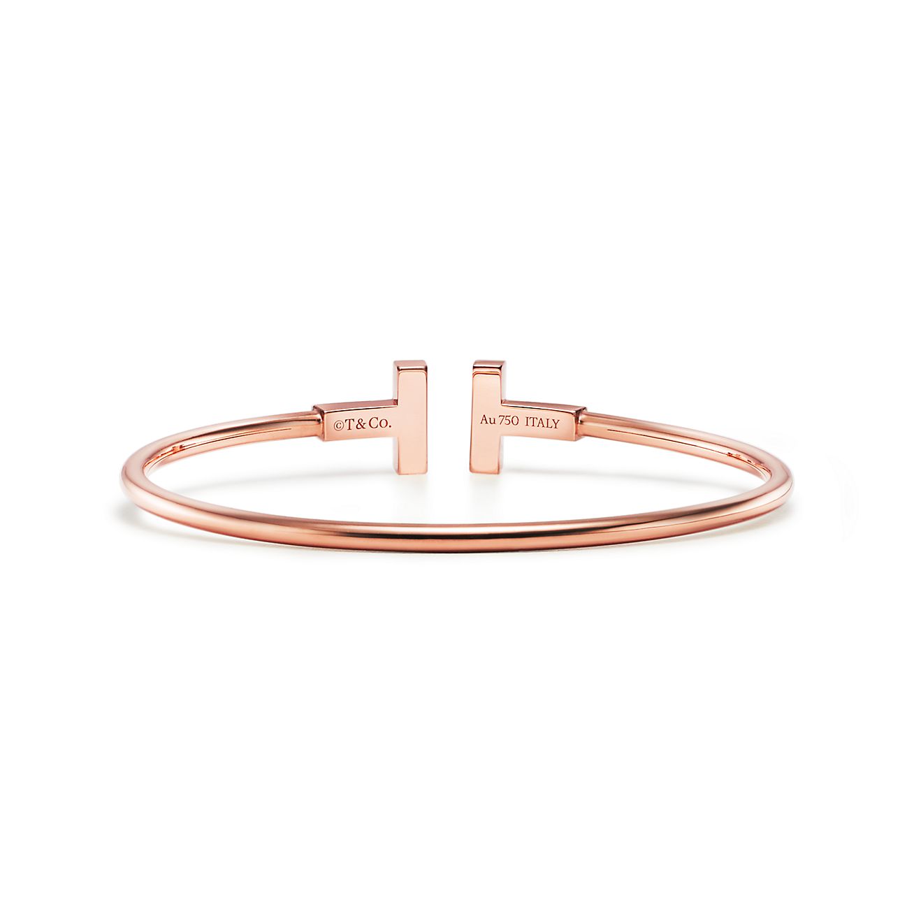 Tiffany T black onyx wire bracelet in 18k rose gold, medium. - Alternate shot 1 - Alternate shot 2