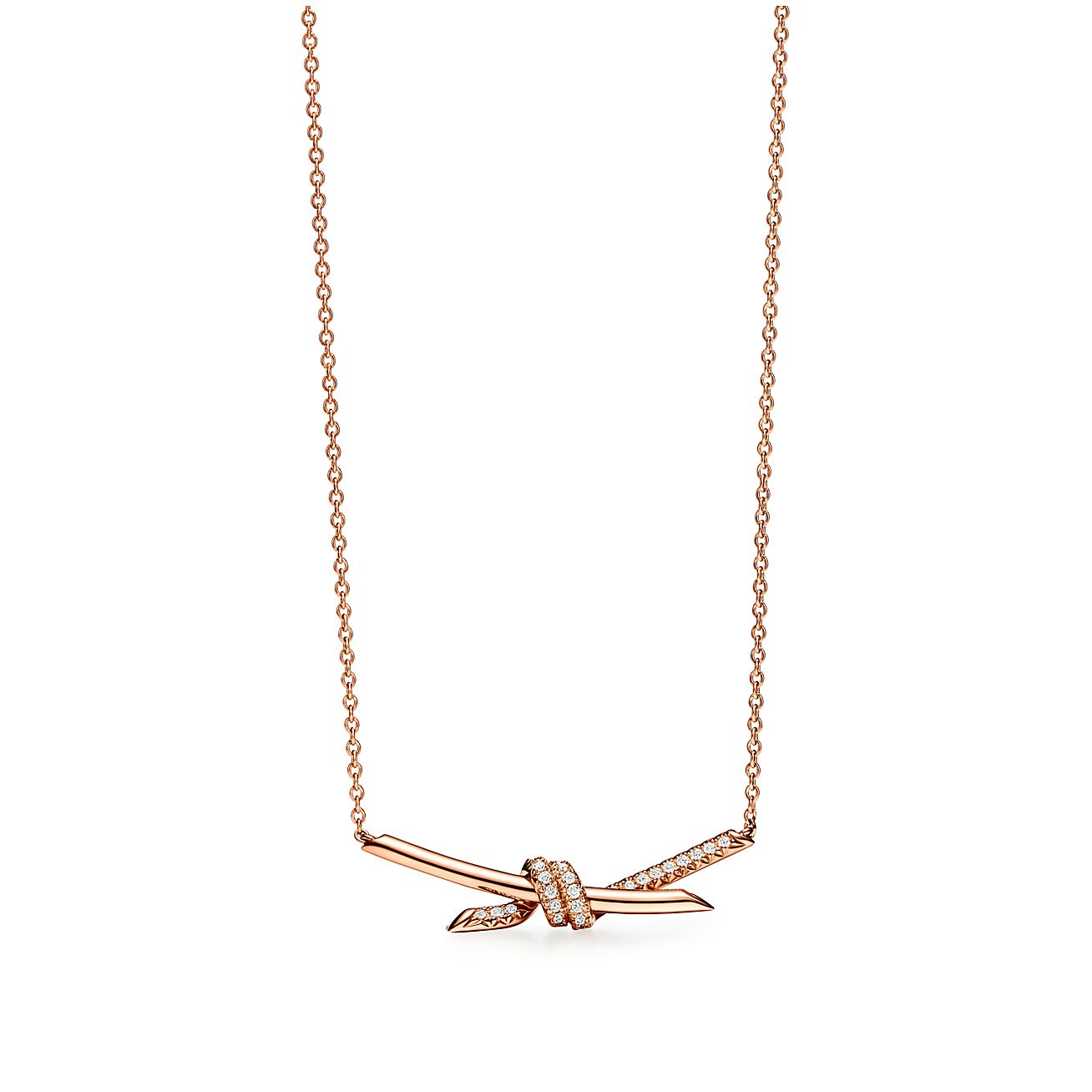 Tiffany Knot Pendant in Rose Gold with Diamonds