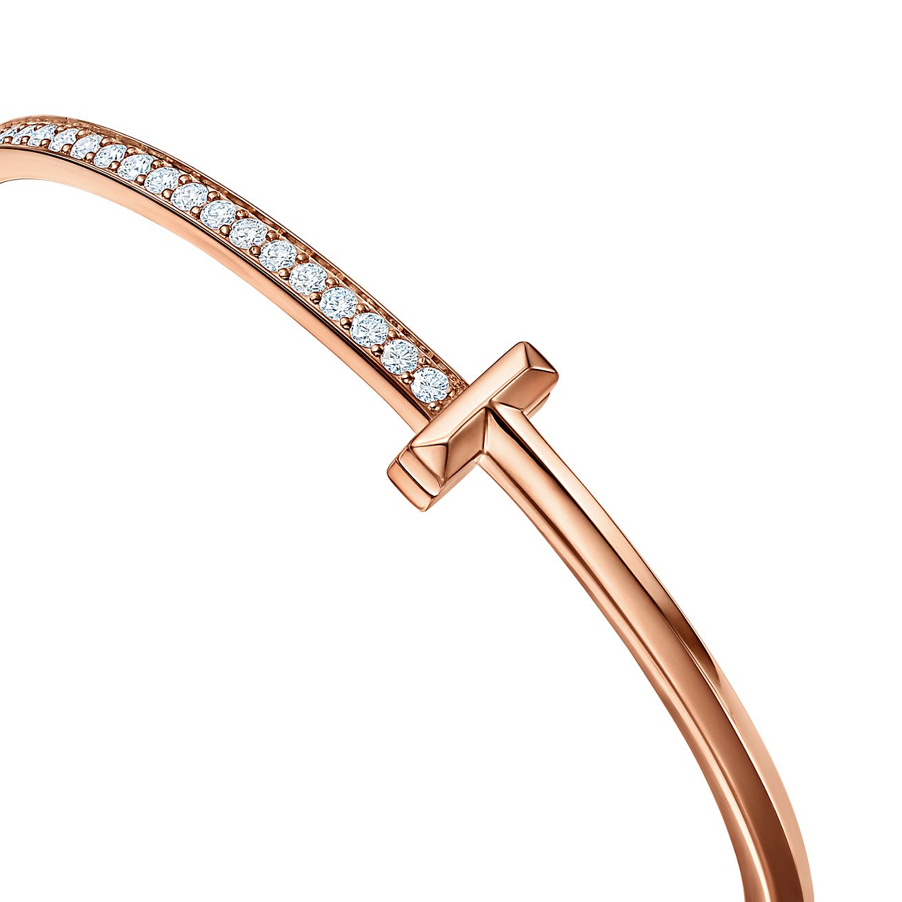 Tiffany T T1 Hinged Bangle in Rose Gold with Diamonds, Narrow - Alternate shot 1 - Alternate shot 2 - Alternate shot 3 - Alternate shot 4