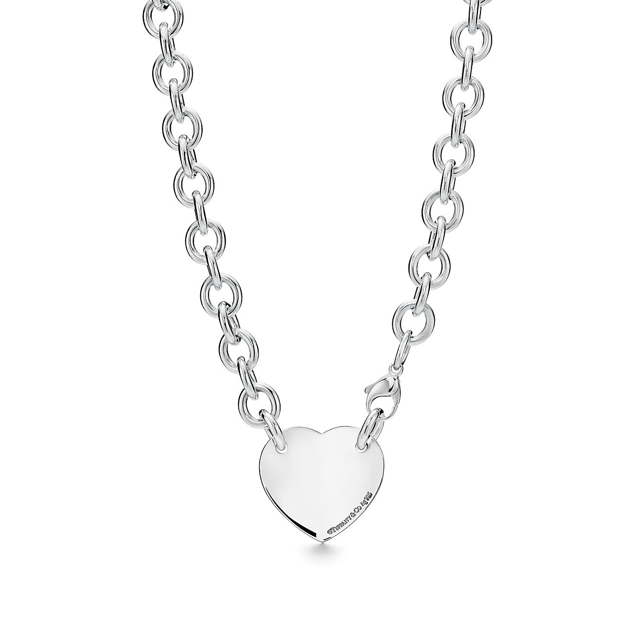 Return to Tiffany® heart tag necklace in sterling silver, 15.5". - Alternate shot 1