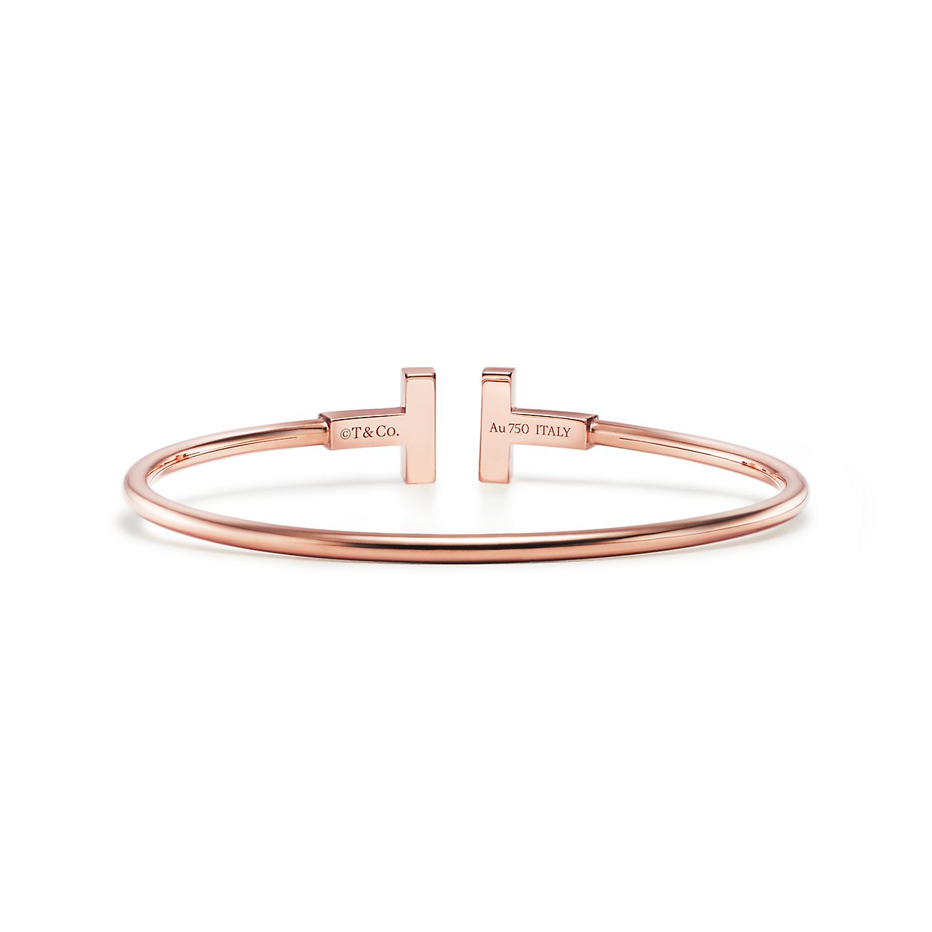 Tiffany T Wire Bracelet in Rose Gold with Diamonds and Mother-of-pearl - Alternate shot 1 - Alternate shot 2