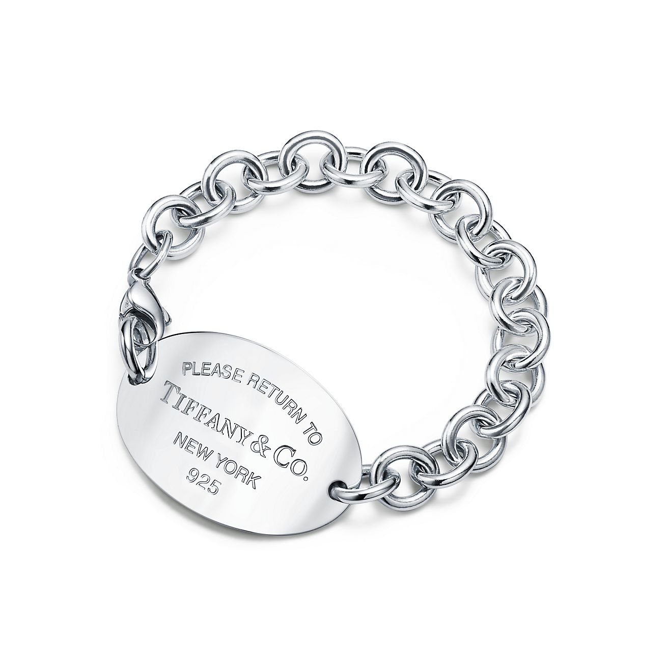 Return to Tiffany® ultra oval tag bracelet in sterling silver, medium.