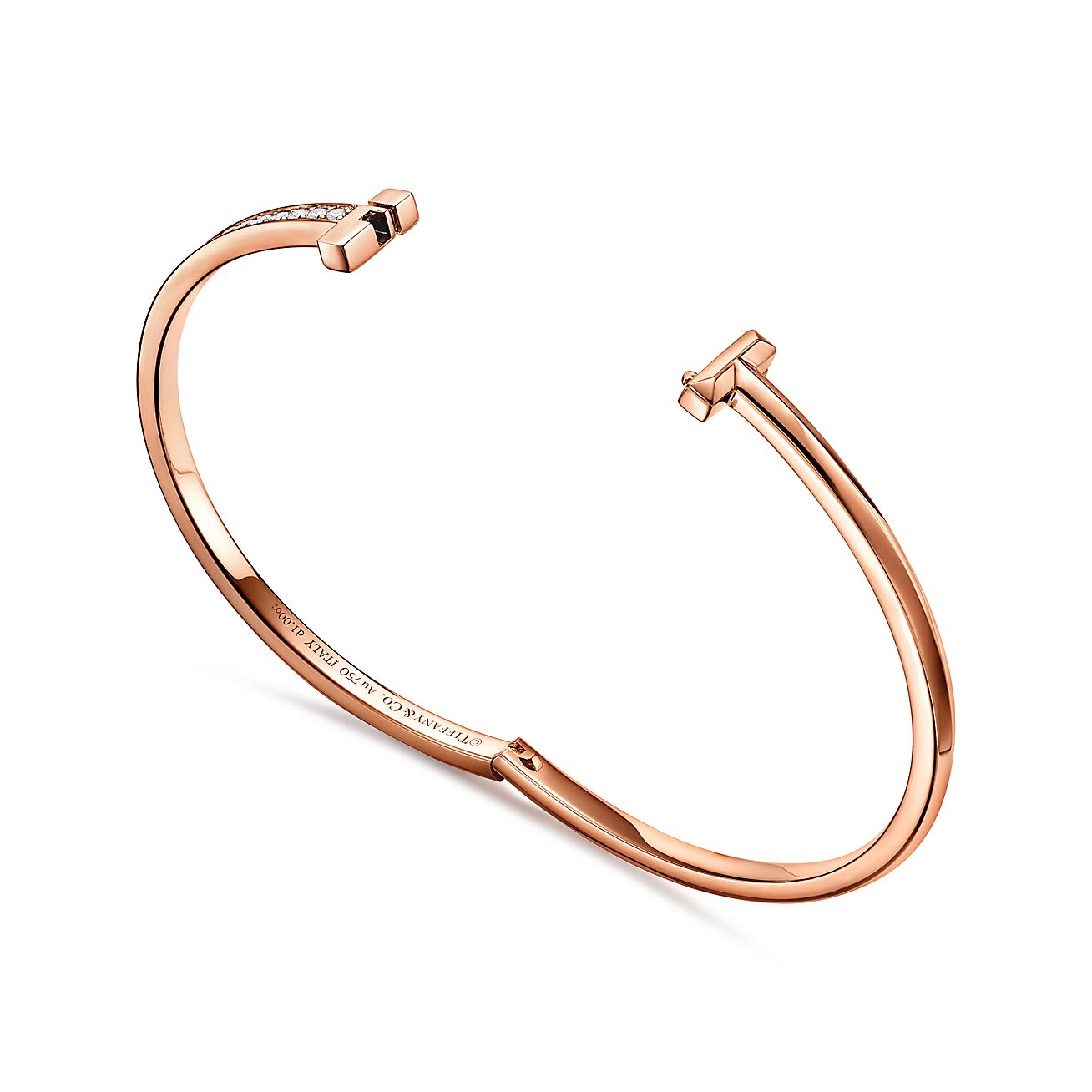 Tiffany T T1 Hinged Bangle in Rose Gold with Diamonds, Narrow - Alternate shot 1 - Alternate shot 2