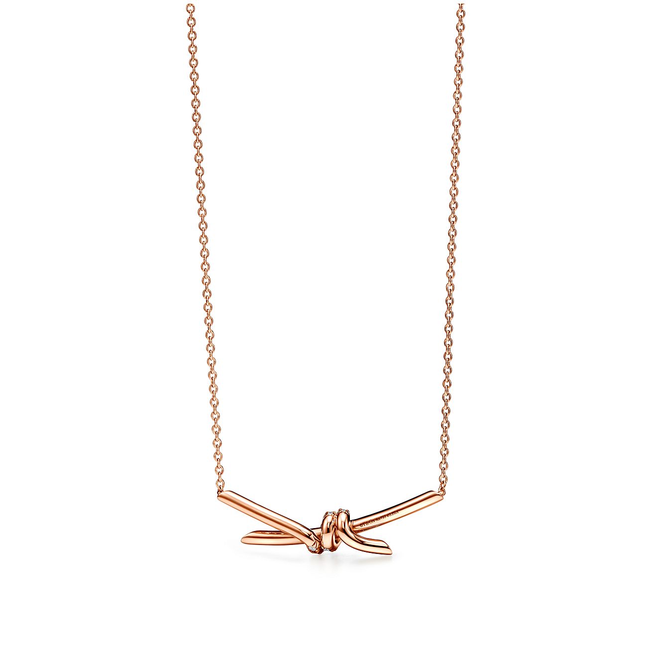 Tiffany Knot Pendant in Rose Gold with Diamonds - Alternate shot 1