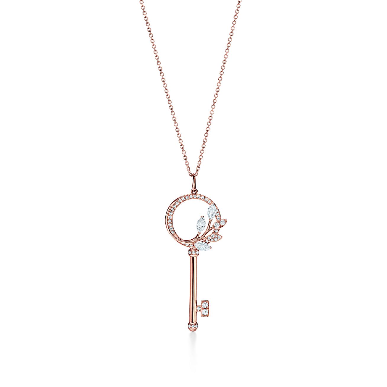 Tiffany Keys Tiffany Victoria&reg; diamond vine circle key in 18k rose gold, medium.