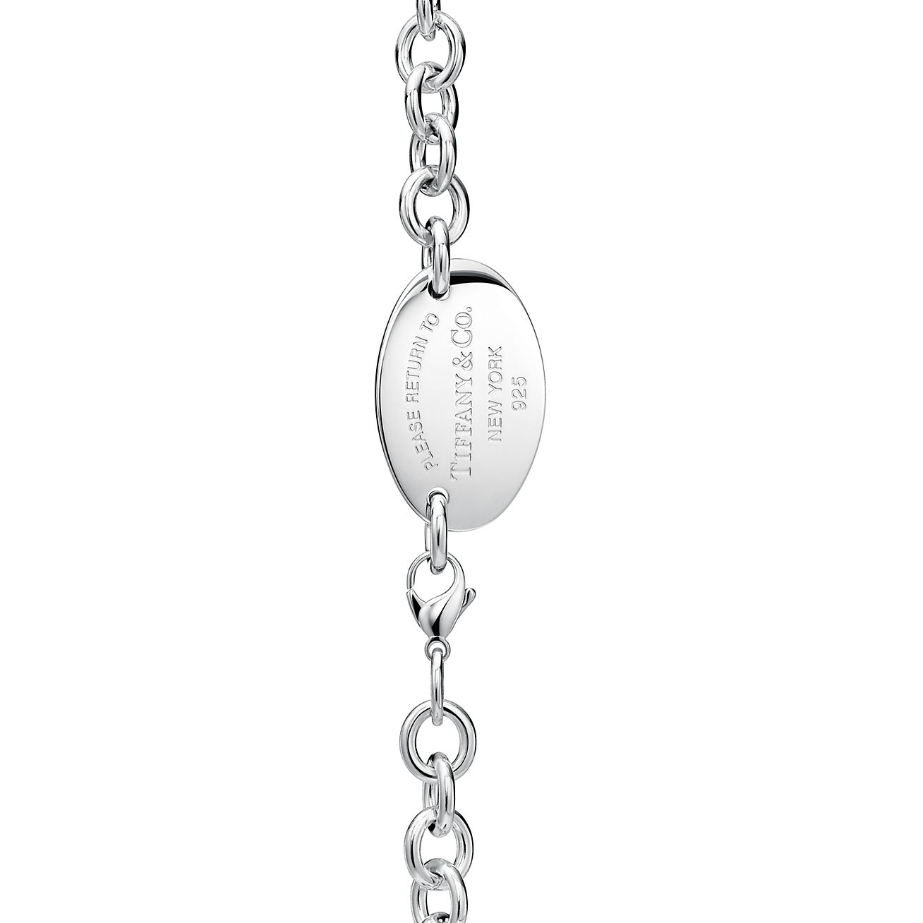 Return to Tiffany® oval tag necklace in sterling silver, 15.5". - Alternate shot 1 - Alternate shot 2