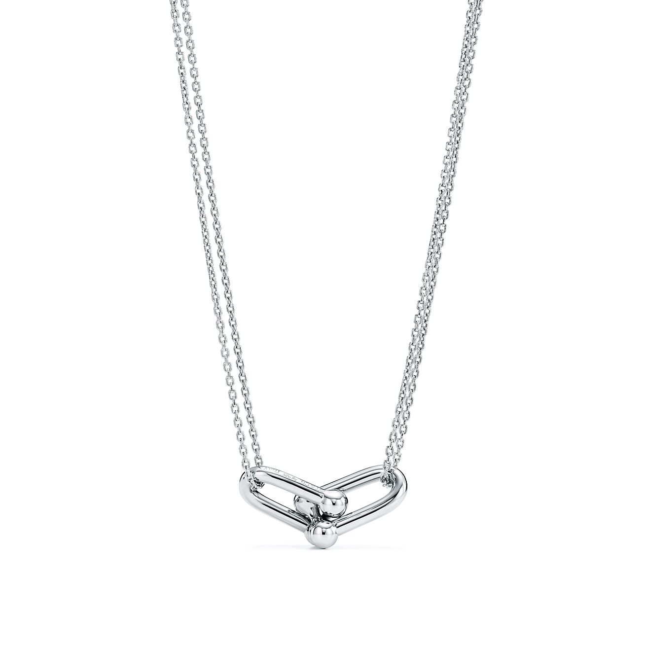 Tiffany HardWear double link pendant in sterling silver. - Alternate shot 1