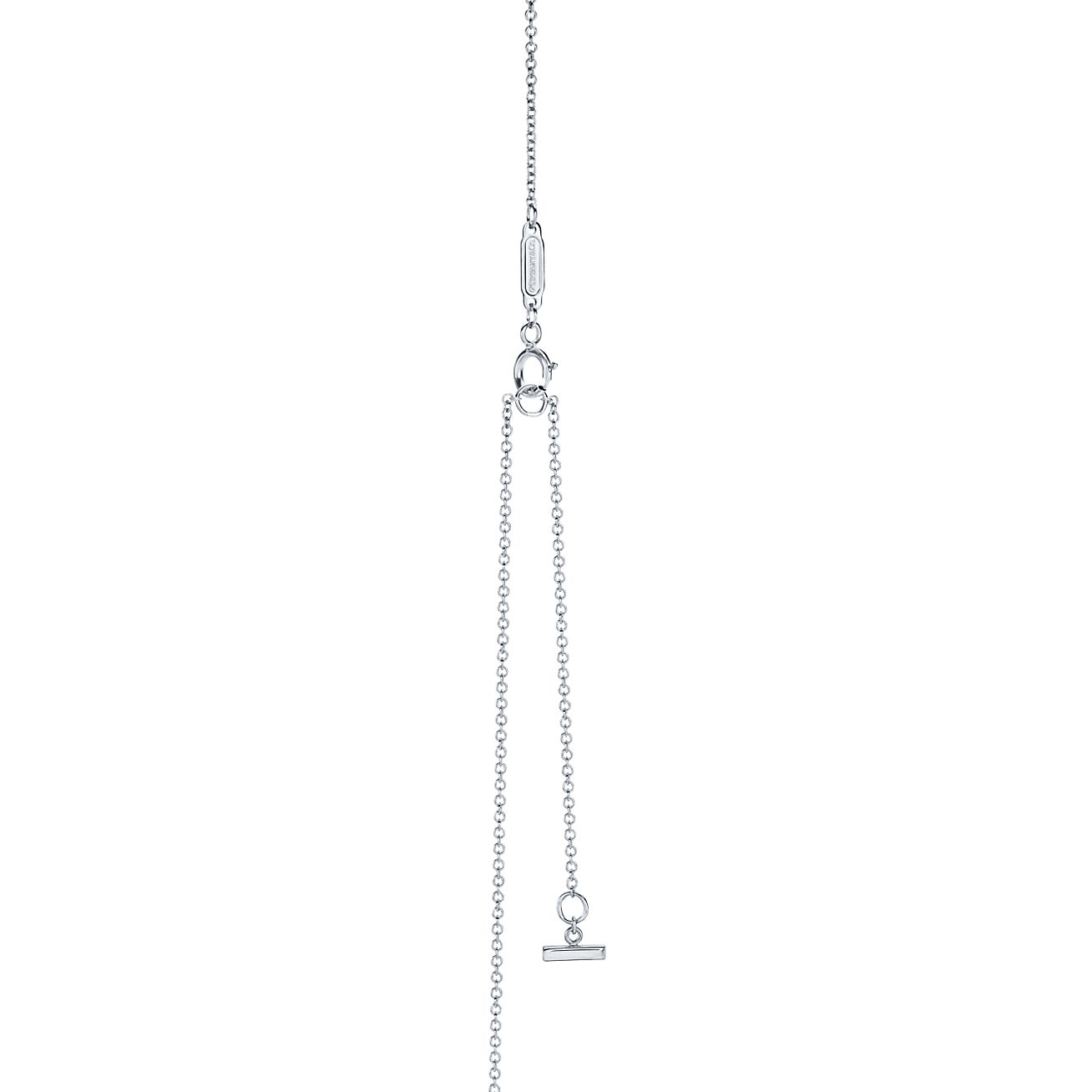 Tiffany T smile pendant in 18k white gold with diamonds, mini. - Alternate shot 1 - Alternate shot 2